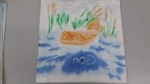 Matzah Cover Baby Moses in the River- Hand Painted Silk Applique 