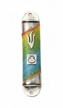 Pewter Arc Mezuzah Case - Colorful