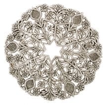 Aluminum Trivet Silver Oriental Flower