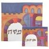 Matzah & Afikoman Set with Jerusalem Gates Hand Painted