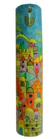 Wooden Mezuzah Jerusalem Panorama 