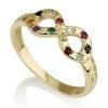 14K Gold Infinite Wisdom Hoshen Ring with Genuine Gem Stones
