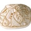 Hand Embroidered  Kippah Animals in Gold