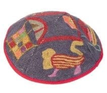 Hand Embroidered Kippah with Twelve Tribes Theme