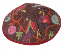 Hand Embroidered Kippah Oriental Multicolor 