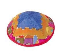 Yair Emanuel Silk Painted Kippah Jerusalem Multicolor
