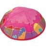 Yair Emanuel Silk Painted Kippah Jerusalem Pink