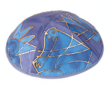 Silk Painted Kippah The Twelve Tribes Blue