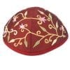 Yair Emanuel Maroon Kippah Embroidered with flowers