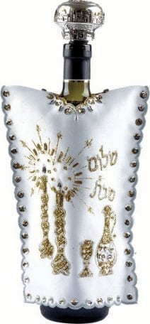 Wine Bottle Cover for Shabbat - Shabbat Blessing in Gold (
