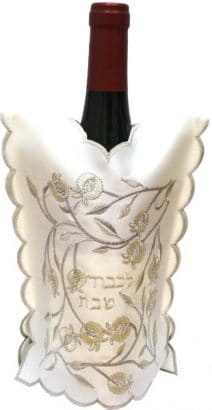 Wine Bottle Cover with Silver Pomegranate 