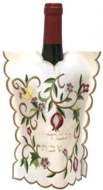 Wine Bottle Cover with Birds, Flowers and Pomegranate 