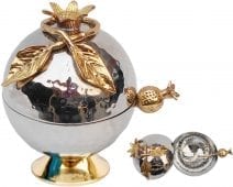Honey Dish Hammered w/Brass Pomegranate 