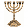 7 Branch Menorah 12 Tribes of Israel - Gold