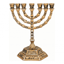 7 Branch Menorah 12 Tribes of Israel - Gold
