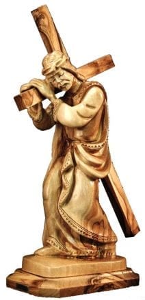  Hand Carved Bethlehem Olive Wood Jesus Christ carrying his Cross 2nd Station