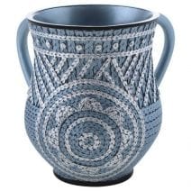 Blue Grey Flower Polyresin Washing Cup