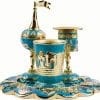 Jerusalem Havdalah Set 24K Gold Plated Turquoise Crystals Judaica Shabbat