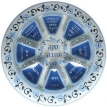 Rosh Hashanah Seder Plate Pomegranate Blue