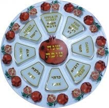 Rosh Hashanah Seder Plate Red Pomegranates