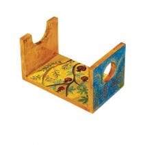Wooden Shofar Stand with Pomegranates - Small