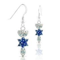 Grafted In Messianic Earrings with White & Blue Crystals