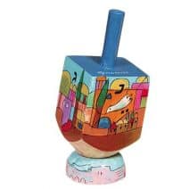 Yair Emanuel Wooden Hanukkah Dreidel with Stand  - Jerusalem Dove of Peace