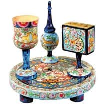 Hand Painted Wood Havdalah Set - Oriental Style