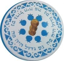 Dreidel Pomegranates Turquoise Hanukkah Laser Cut Out Nes Gadol