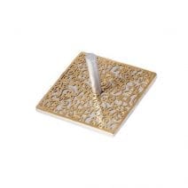 Yair Emanuel Flat Dreidel Metal Cutout - Pomegranates Natural Color & Gold