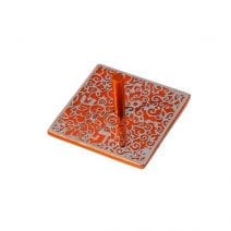 Yair Emanuel Flat Dreidel Metal Cutout - Pomegranates Orange & Silver