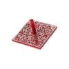 Yair Emanuel Flat Dreidel Metal Cutout - Pomegranates Red & Silver