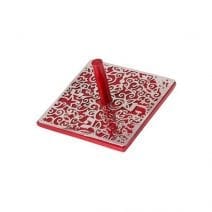 Yair Emanuel Flat Dreidel Metal Cutout - Pomegranates Red & Silver