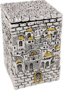 Charity Tzedakah Box Jerusalem Scene