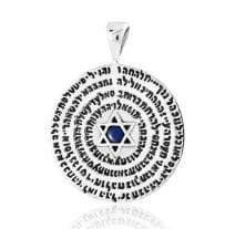 Pendant 72 Names of God with Lapis 925 Sterling Silver