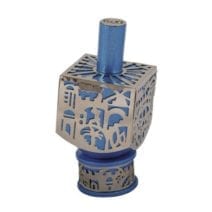 Large Dreidel Jerusalem - Blue