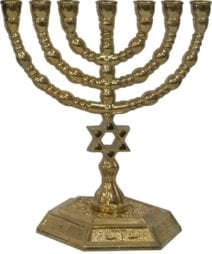 Small Menorah Start of David- Gold Plated