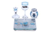 Stainless Steel Havdalah Set Blue Pomegranates