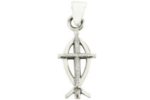 Ichthus - Cross within a Fish Silver Sterling Pendant