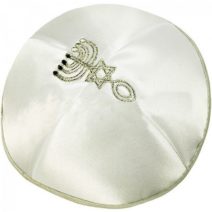White Satin with Silver Grafted In Kippah