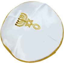 White Satin with Gold Grafted In Kippah