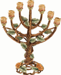 Jeweled Blooming Menorah with Emerald Crystals