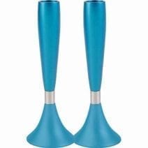 Anodize Aluminum Candlesticks Set Turquoise & Silver