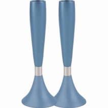 Yair Emanuel Modern Candlesticks Set Blue & Silver