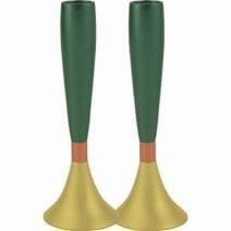 Anodize Aluminum Candlesticks Set Green & Gold