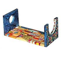 Wooden Shofar Stand with Jerusalem Scene Large