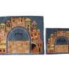 Embroidered Tallit & Tefillin Bag Set Jerusalem Gate on Blue