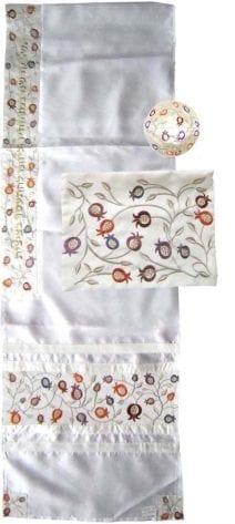 Embroidered Colorful Pomegranates Prayer Shall Set Bar/Bat Mitzvah Gift