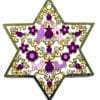 Judaica Large Star of David Wall Hanging  Lilac Birds& Pomegranates  - Jerusalem
